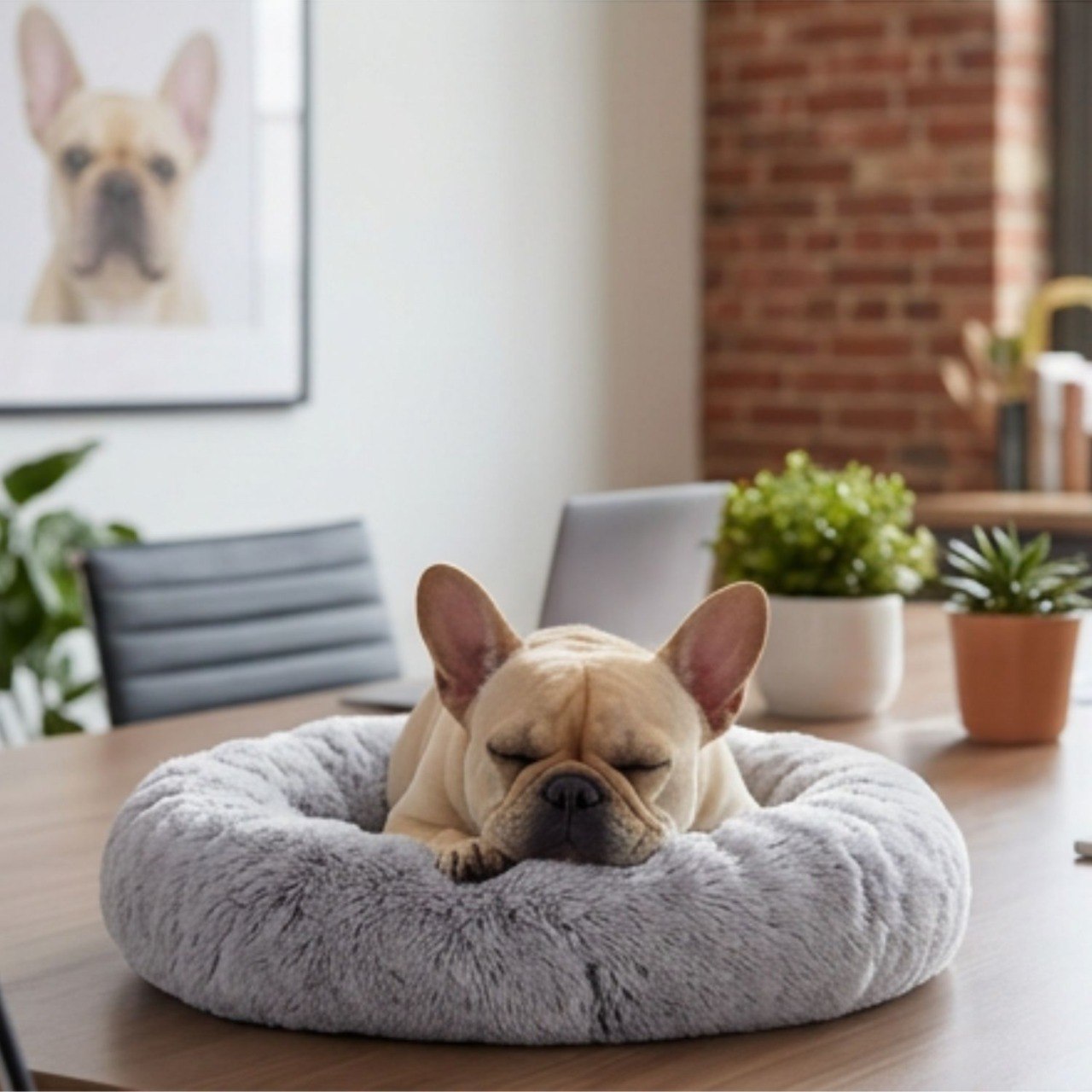 Fifi napping on office desk